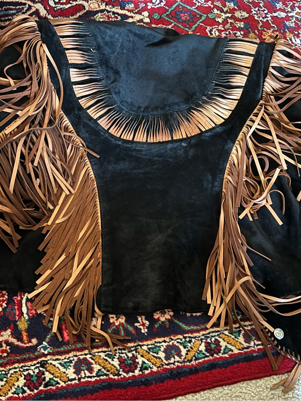 Diamond Leathers Black Suede Jacket with Brown Fringe - Picture 4 of 5